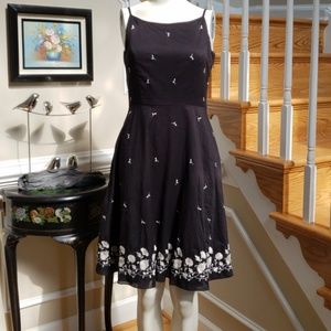 Ann Taylor Petites Black Floral Sun Dress